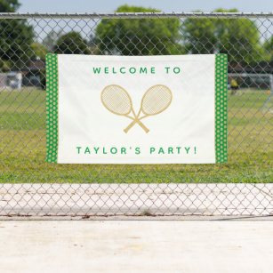 Tennis Party Chic Gold and Green Custom Banner