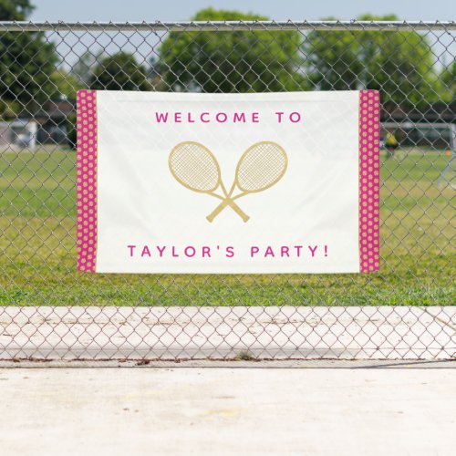 Tennis Party Chic Gold and Pink Custom Banner