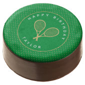 Tennis Party Chic Green Gold Custom Chocolate Covered Oreo (Angled)