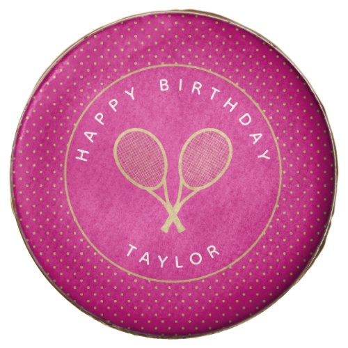 Tennis Party Chic Pink Gold Custom Chocolate Covered Oreo