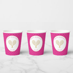 Tennis Party Chic Sports Custom Pink and Gold Paper Cups
