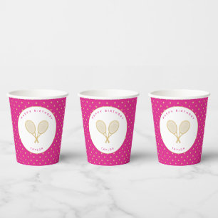 Tennis Party Chic Sports Custom Pink and Gold Paper Cups