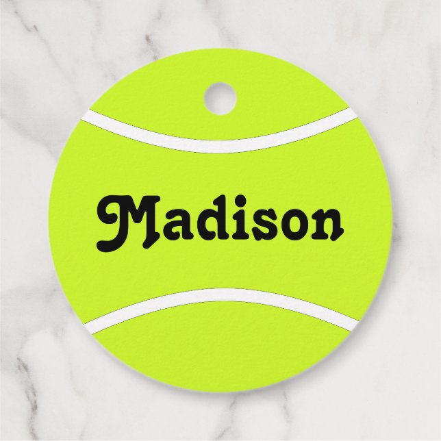 Tennis Party Custom Player Name or Text Favor Tags (Back)