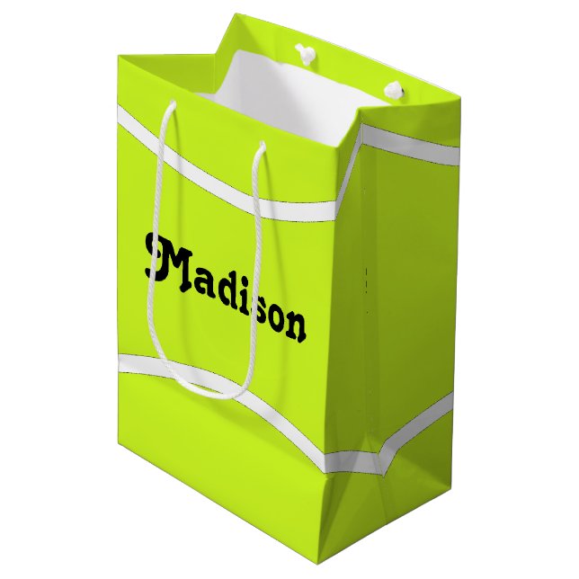 Tennis Party Custom Tennis Player Name or Text Medium Gift Bag (Front Angled)