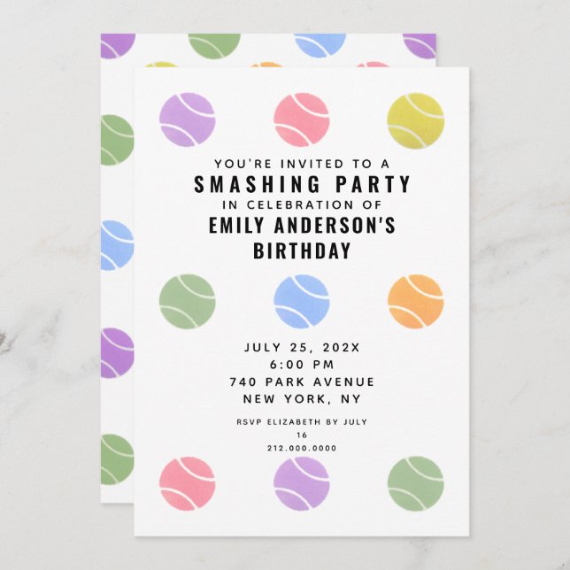 Tennis Party Invitation (Front/Back)