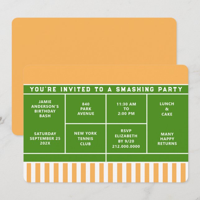 Tennis Party Invitation (Front/Back)
