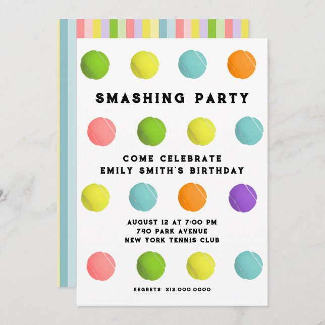 Tennis Party Invitation (Front/Back)