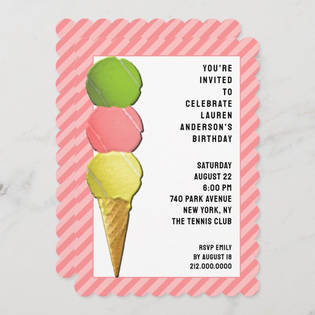 Tennis Party Invitations (Front/Back)