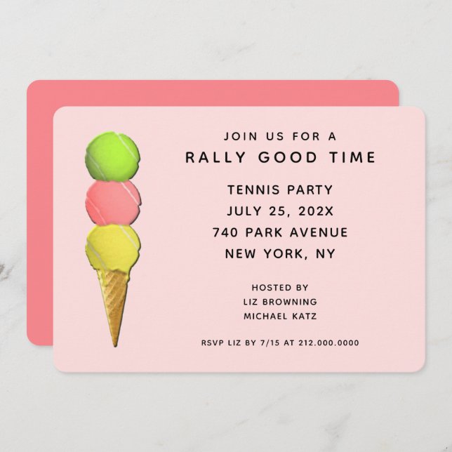 Tennis Party Invitations (Front/Back)