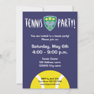 Tennis party invitations   celebration invites