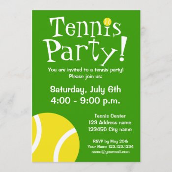 Tennis Party Invitations For Birthdays Or Bbq by imagewear at Zazzle