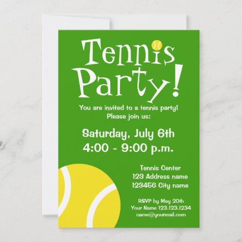 Tennis party invitations for Birthdays or BBQ