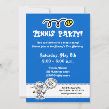 Tennis party invitations for boy's Birthday