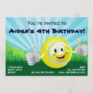 Tennis party kids birthday invite