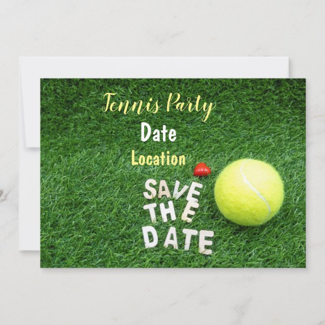 Tennis Party save the date with tennis ball Invitation (Front)