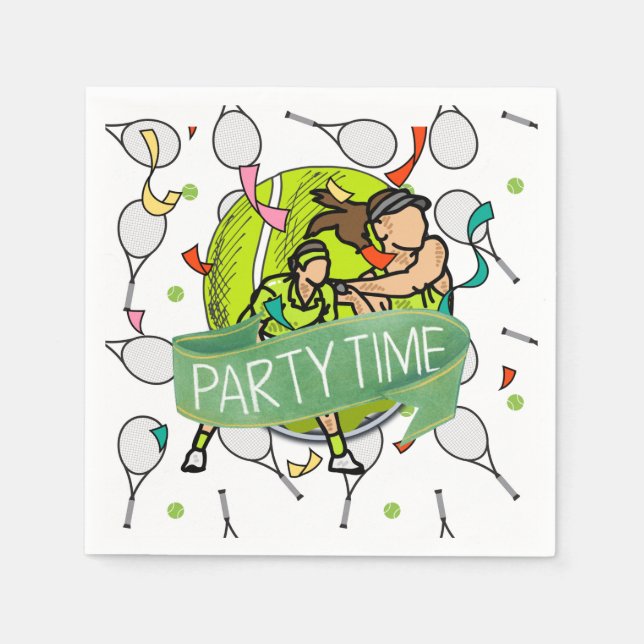 Tennis party time with player having fun Party   Napkins (Front)