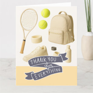 Tennis pastel watercolor Folded Thank You Card