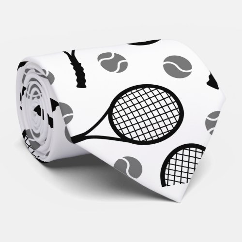 Tennis Pattern Black  White Fathers Day Dad Cool Neck Tie