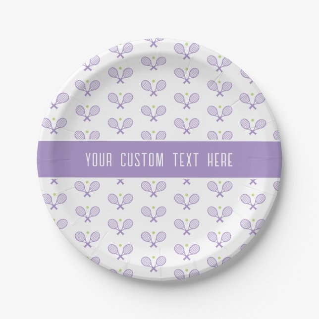 Tennis Pattern Custom Tennis Paper Plates (Front)