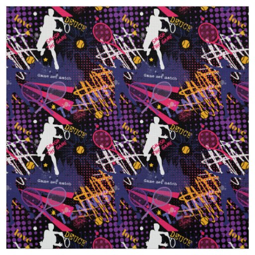 Tennis pattern on black background fabric