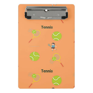 Tennis pattern on brown mini clipboard