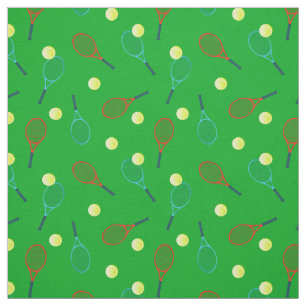 Tennis Pattern on Green Fabric