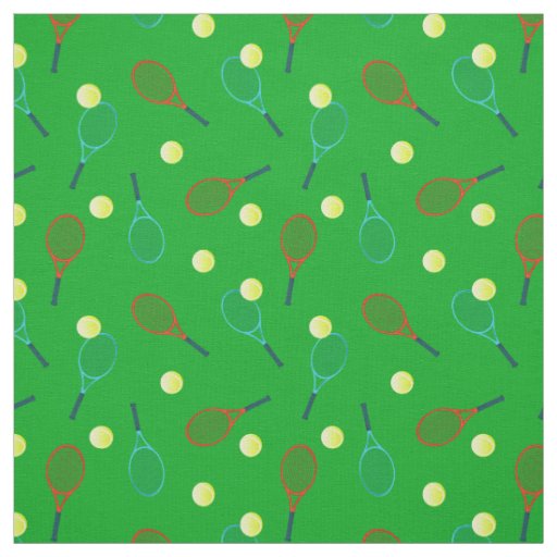 Tennis Pattern on Green Fabric