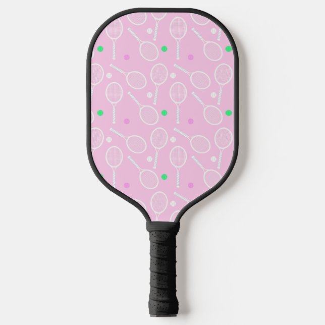 Tennis Pattern Pastel Pink   Pickleball Paddle (Front)