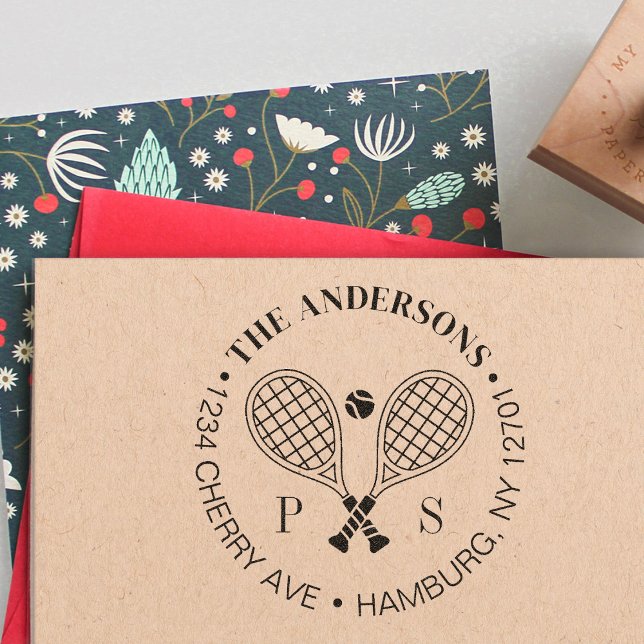 Tennis perfect match Custom Name Return Address  Rubber Stamp (Creator Uploaded)