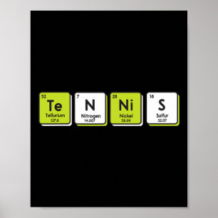 Tennis Periodic Table Elements Sport Funny Player  Poster