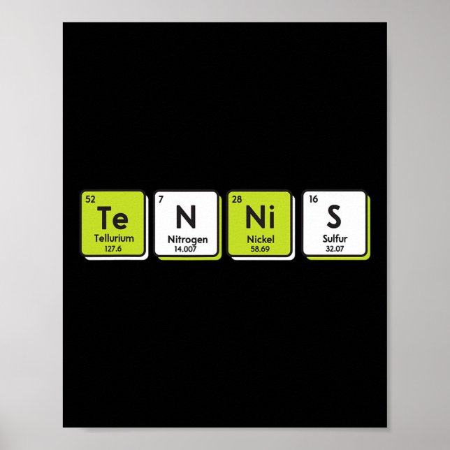 Tennis Periodic Table Elements Sport Funny Player  Poster (Front)