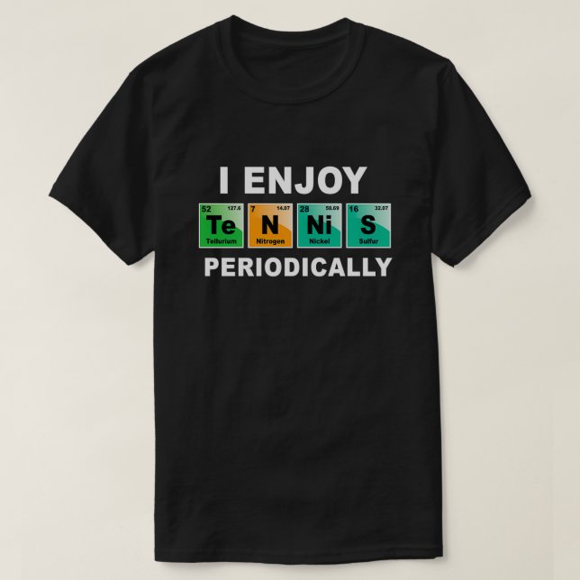Tennis Periodic Table of Elements Unique Chemistry T-Shirt (Design Front)