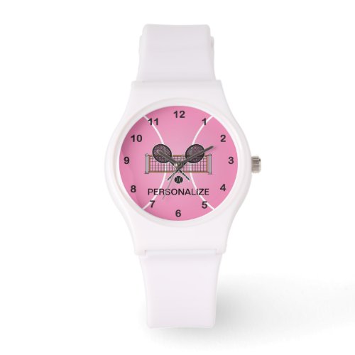 Tennis  Personalize  _ Pink Watch