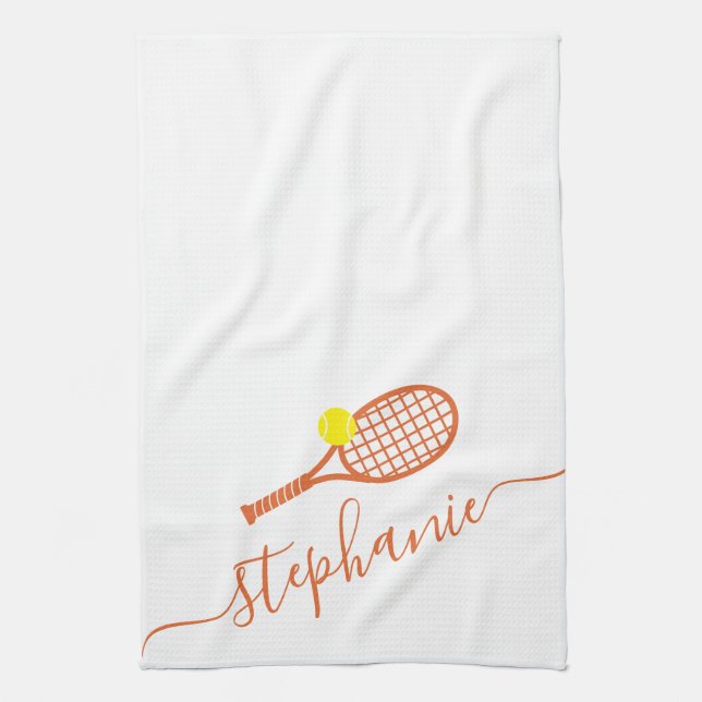 Tennis Personalized Clay Court Script Name Kitchen Towel (Vertical)