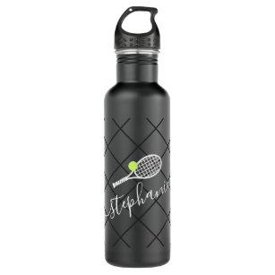 Tennis Personalized Elegant Script Name Stainless Steel Water Bottle