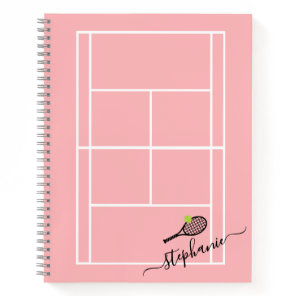 Tennis Personalized Girly Script Monogram Notebook