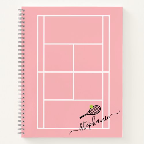 Tennis Personalized Girly Script Monogram Notebook