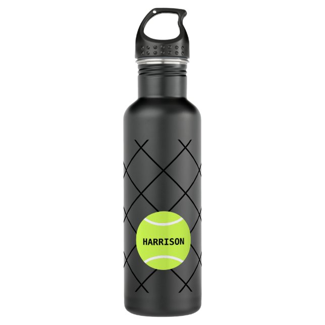 Tennis Personalized Modern Name Stainless Steel Water Bottle (Front)