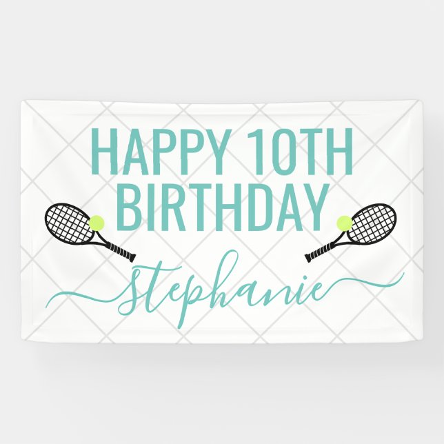 Tennis Personalized Name Birthday Party Banner (Horizontal)