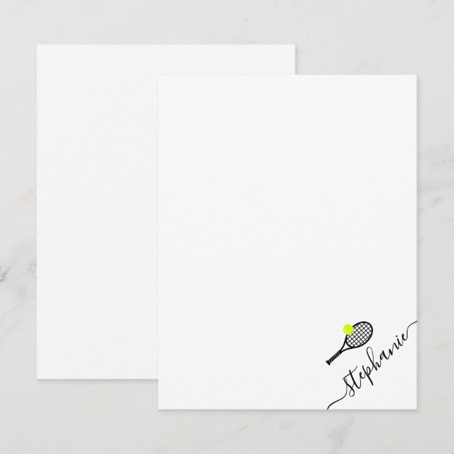 Tennis Personalized Name Note Card (Front/Back)