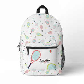 Tennis Personalized Name Pink Green Blue Custom Printed Backpack