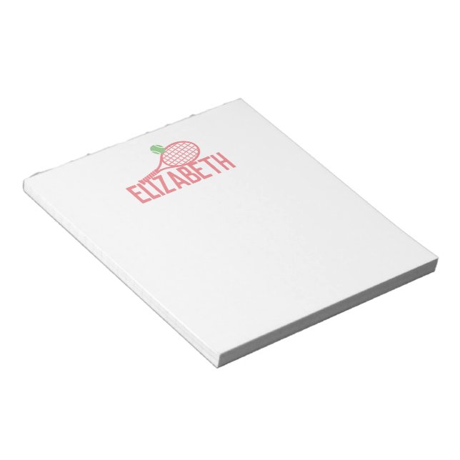 Tennis Personalized Name Pink Notepad (Angled)