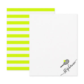 Tennis Personalized Name Script Monogram Note Card
