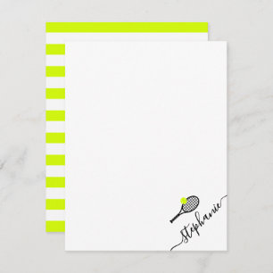 Tennis Personalized Name Script Monogram Note Card