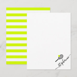 Tennis Personalized Name Script Monogram Note Card