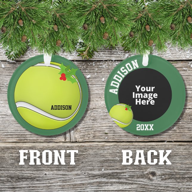 Tennis Personalized Photo Christmas Ornament (A cute ornament for the tennis player in your life insert your own picture to personalized it.)