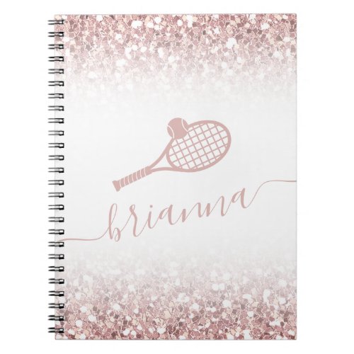 Tennis Personalized Pink Girly Glitter Notebook