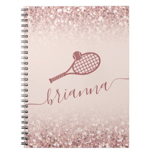 Tennis Personalized Pink Girly Sparkle Notebook