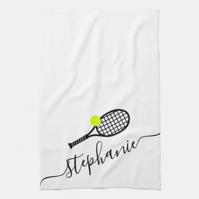 Tennis Personalized Script Name Kitchen Towel (Vertical)