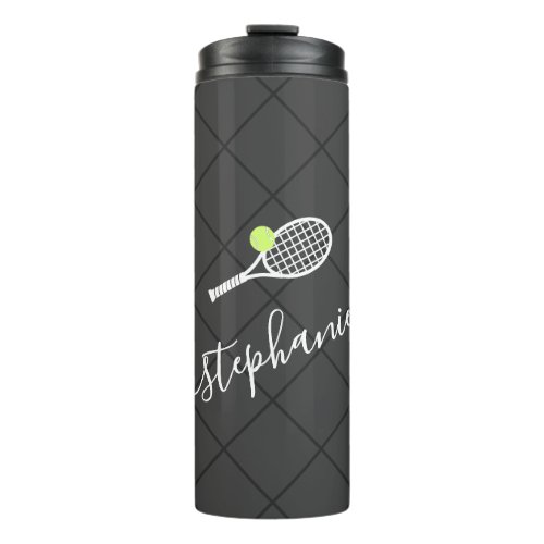 Tennis Personalized Script Name Monogram Thermal Tumbler